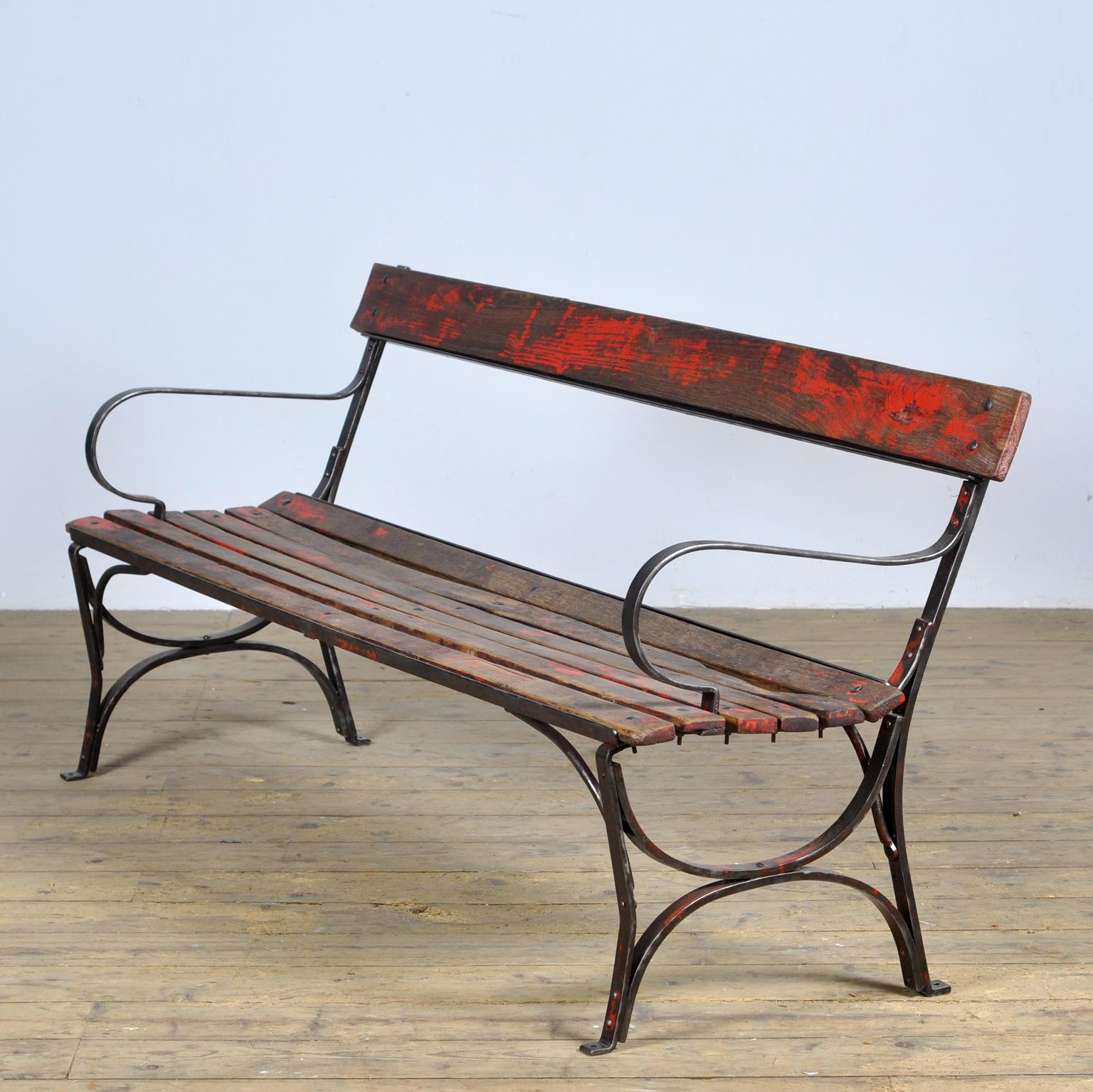 Hungarian  Riveted iron park bench 1920s  For Sale