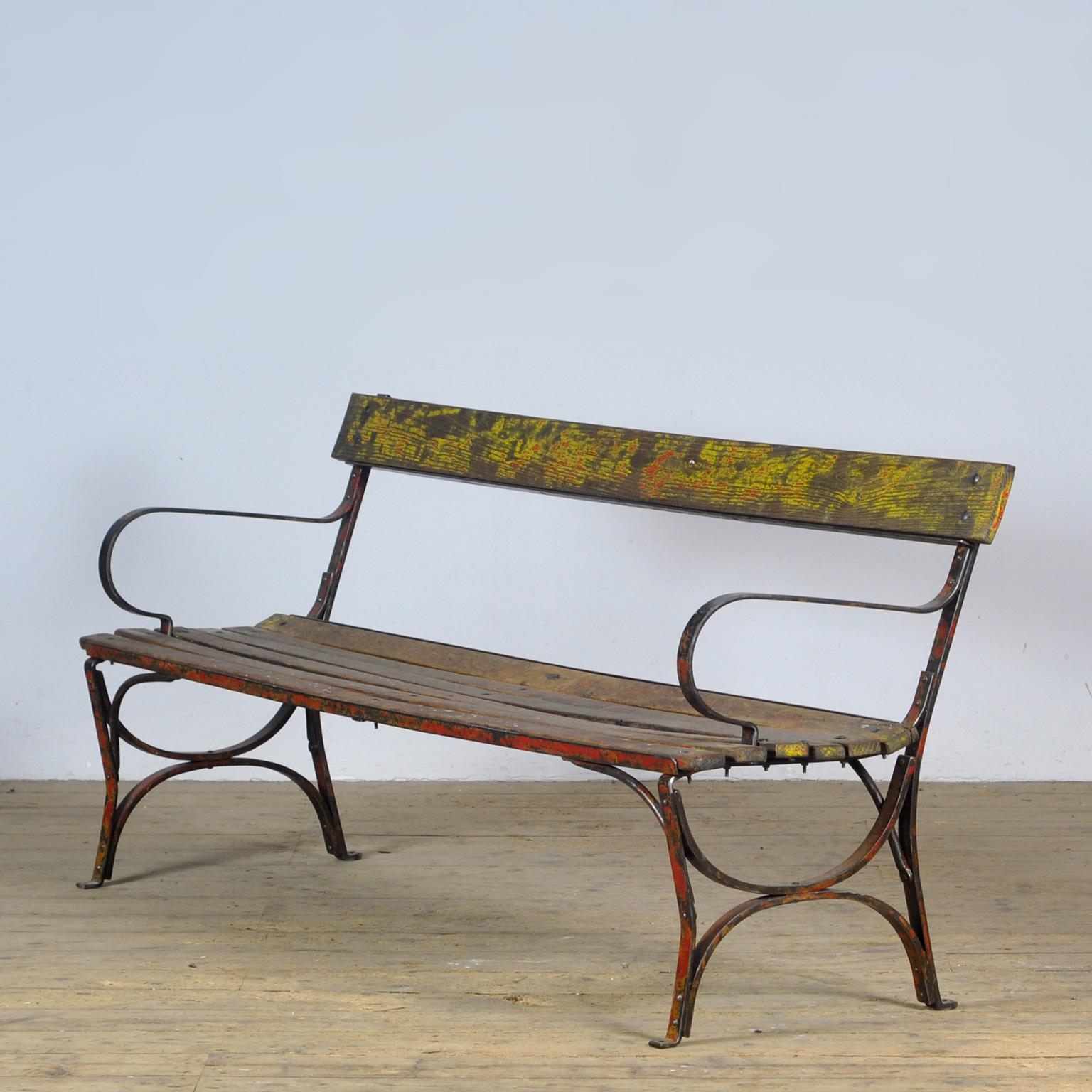 Hungarian Riveted Iron Park Bench 1920s For Sale