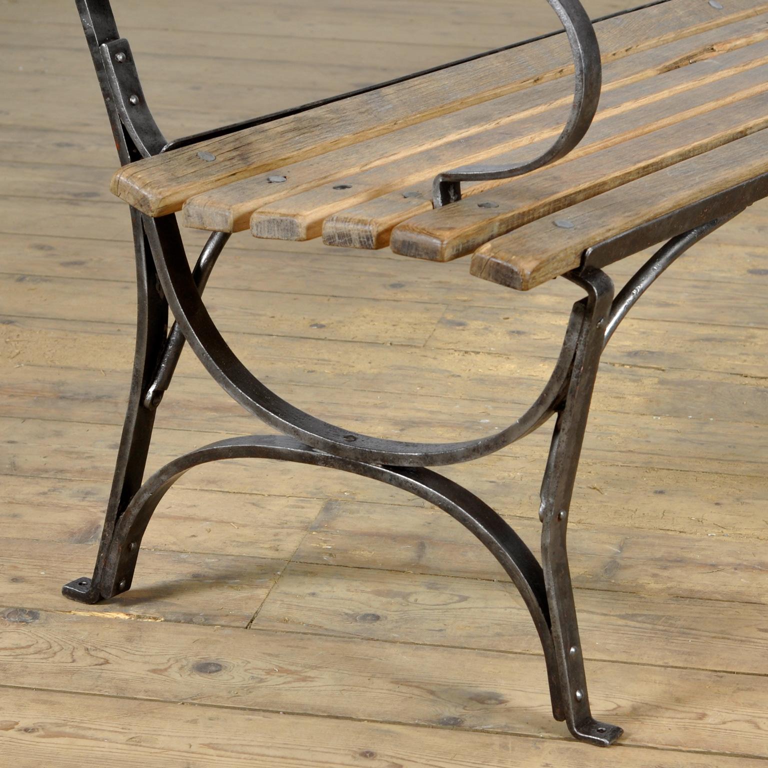Early 20th Century Riveted Iron Park Bench, 1920s
