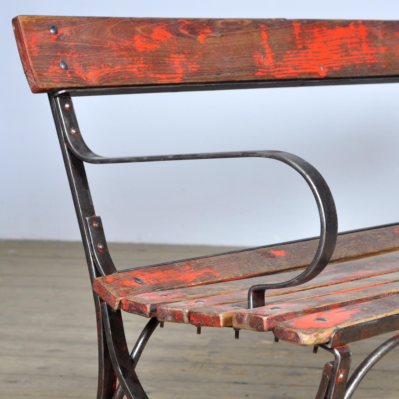 Early 20th Century  Riveted iron park bench 1920s  For Sale
