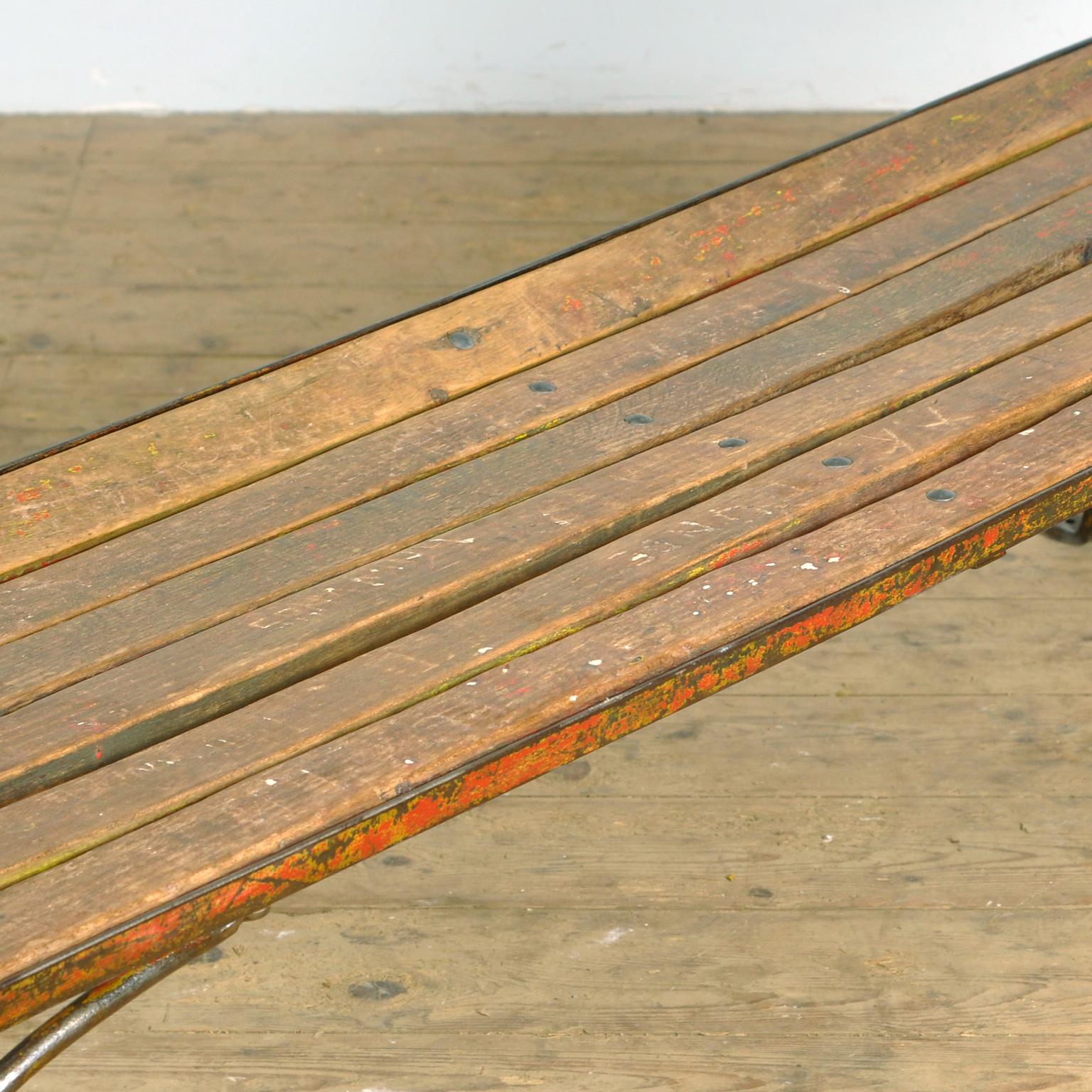 Early 20th Century Riveted Iron Park Bench 1920s For Sale