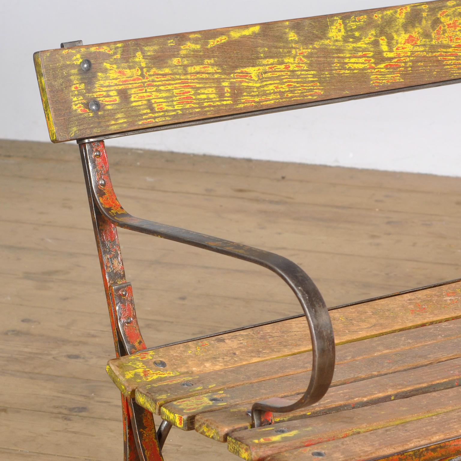 Wrought Iron Riveted Iron Park Bench 1920s For Sale