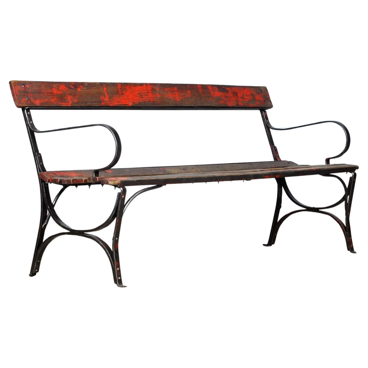  Riveted iron park bench 1920s  For Sale