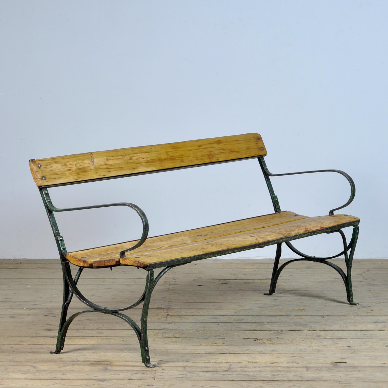 Industrial Riveted Iron Park Bench from the 1920s