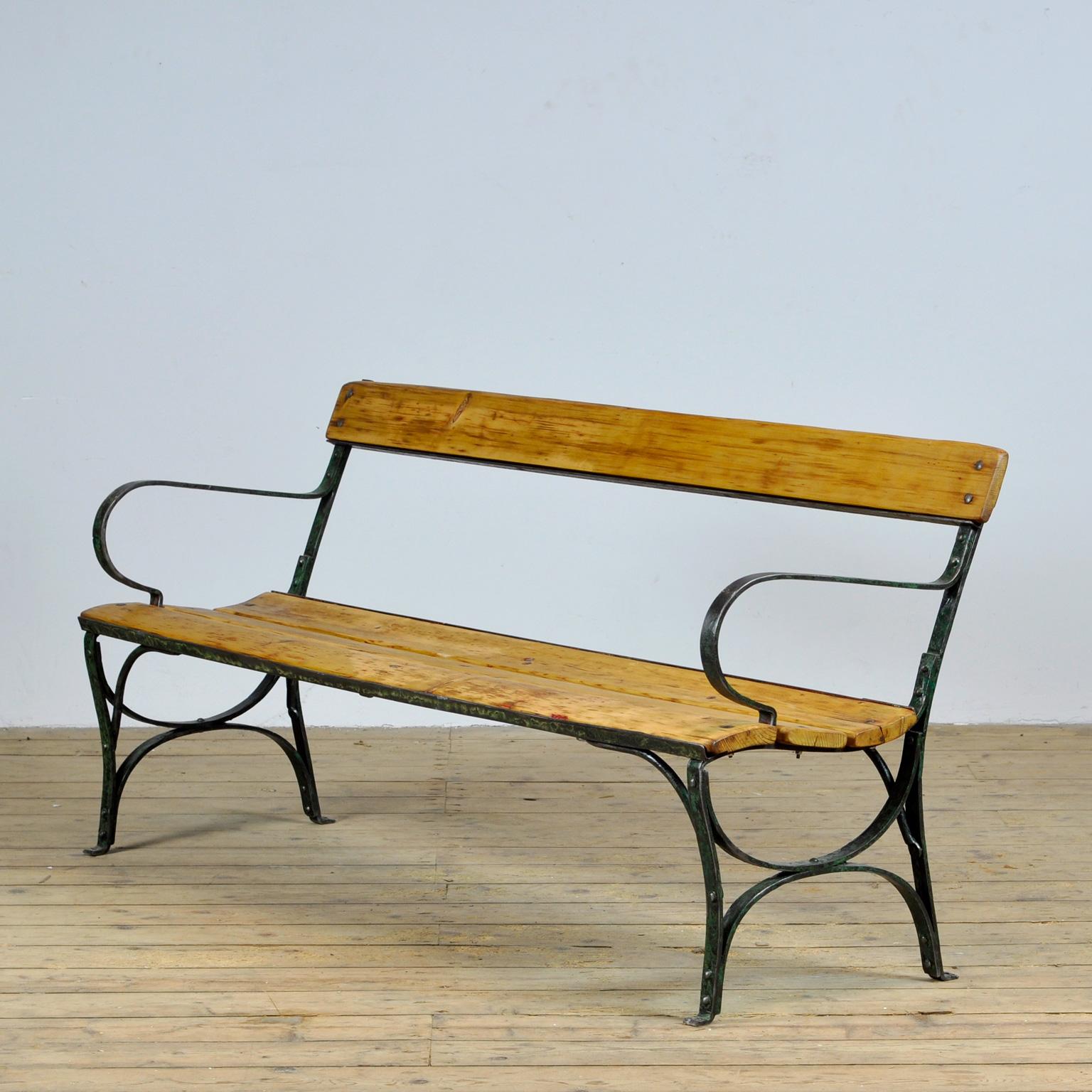 French Riveted Iron Park Bench from the 1920s