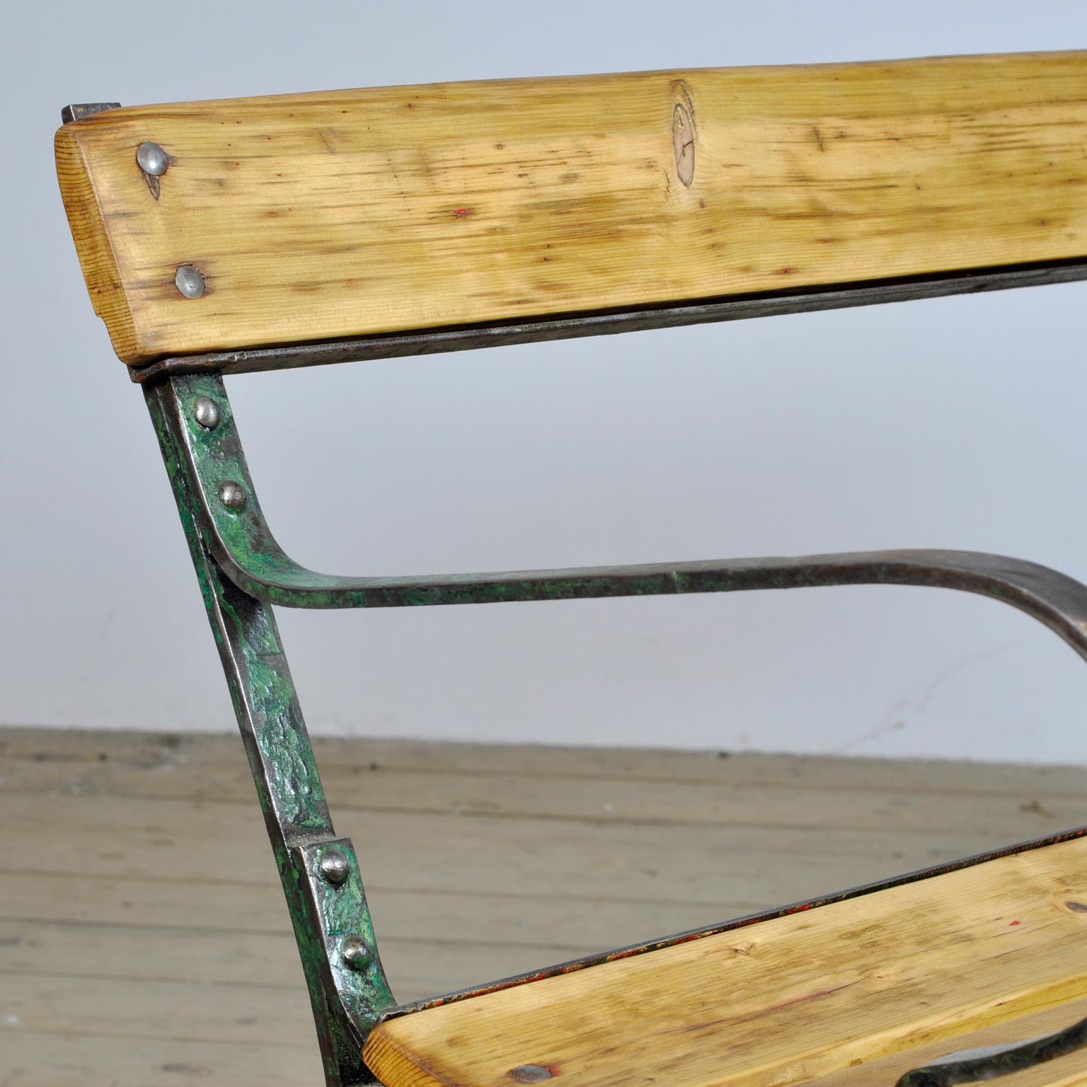 Early 20th Century Riveted Iron Park Bench from the 1920s