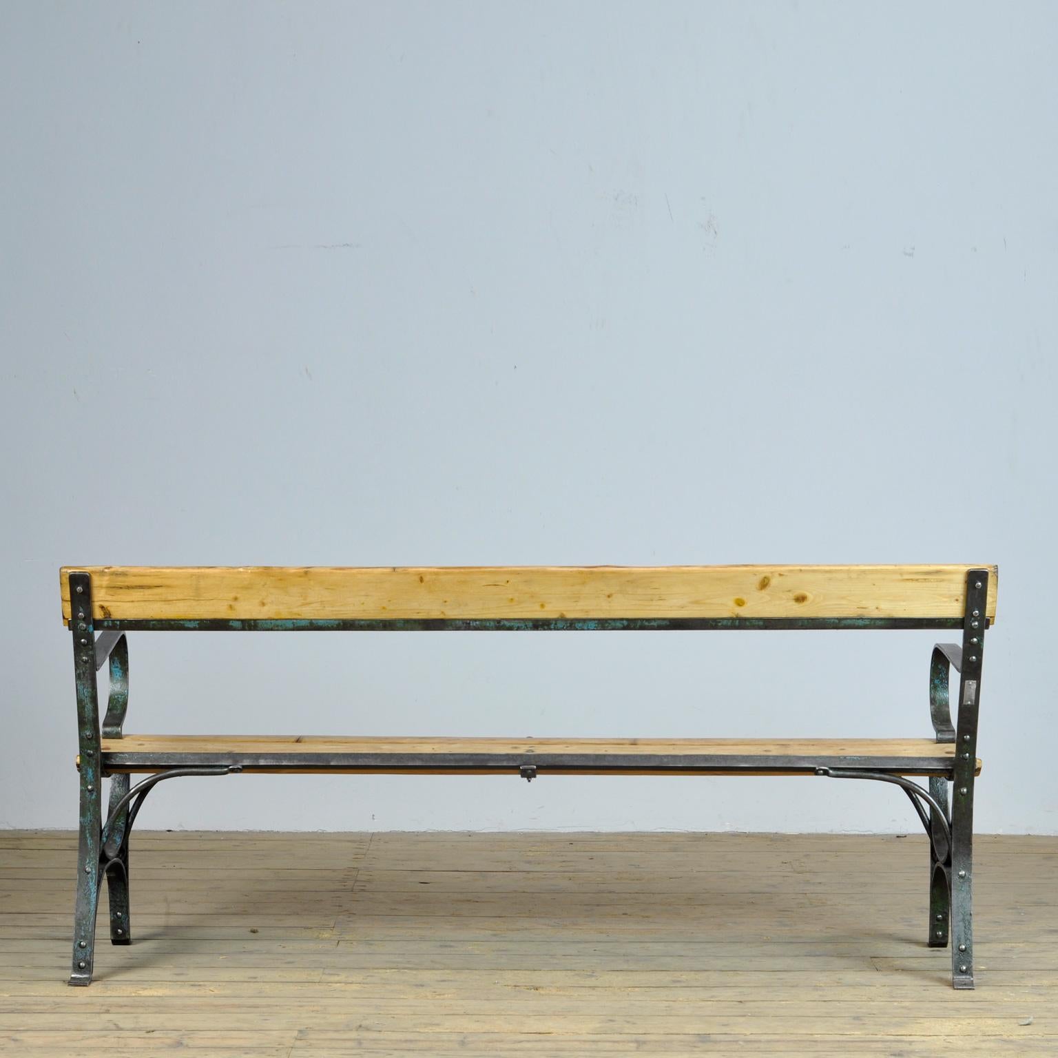 French Riveted Iron Park Bench from the 1930s