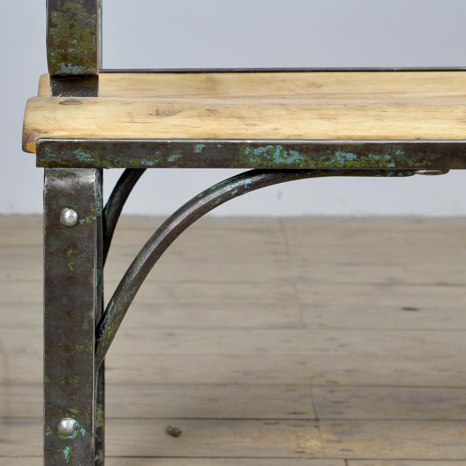 Mid-20th Century Riveted Iron Park Bench from the 1930s