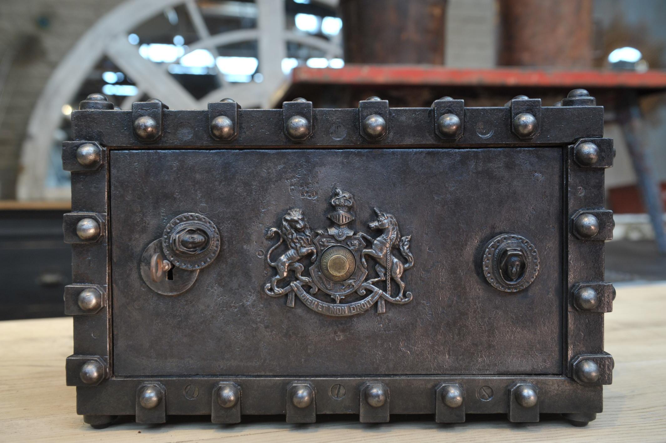 Riveted Iron Safe Box Cabinet by Bauche, France, circa 1900 1