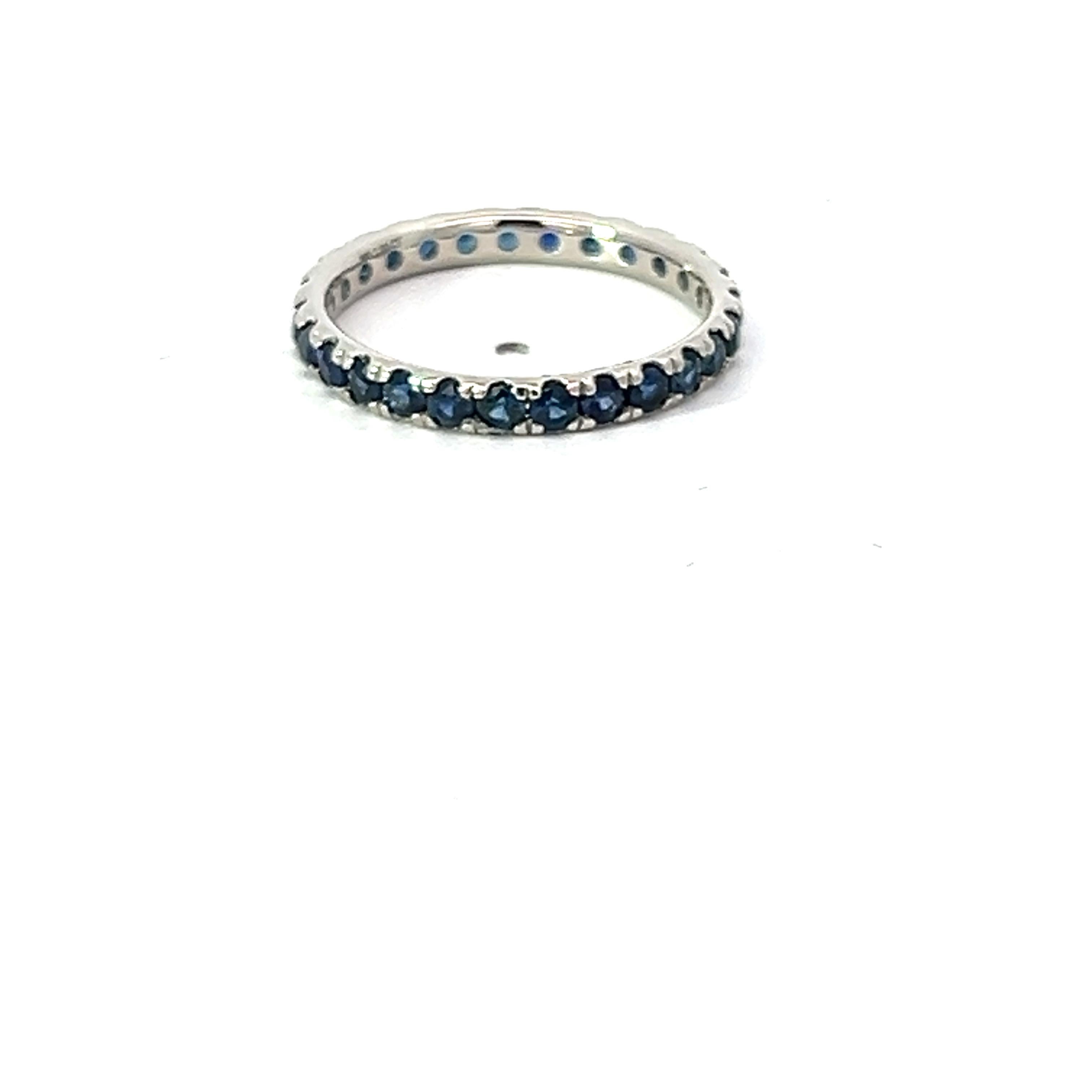 For Sale:  Riviera 1.20 Carat Bespoke Sapphire Full Eternity British Hallmark Platinum Ring 13