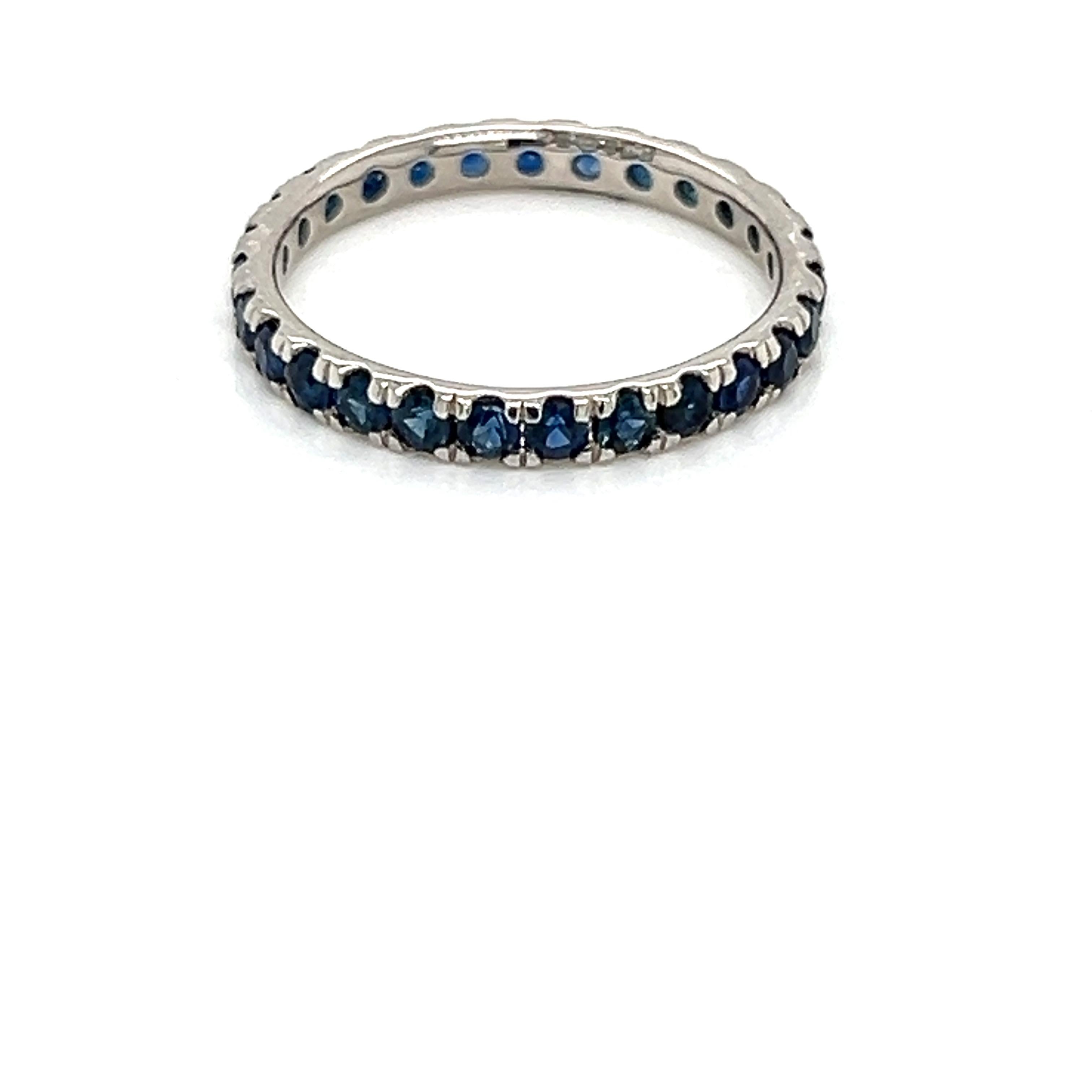 For Sale:  Riviera 1.20 Carat Bespoke Sapphire Full Eternity British Hallmark Platinum Ring 5