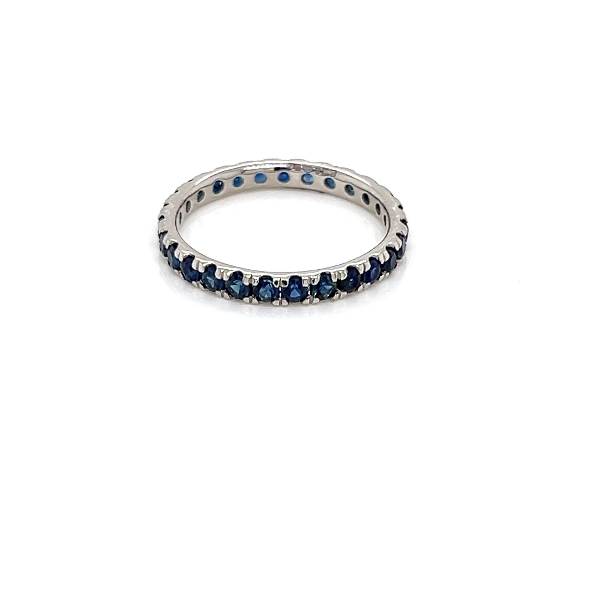 For Sale:  Riviera 1.20 Carat Bespoke Sapphire Full Eternity British Hallmark Platinum Ring 9