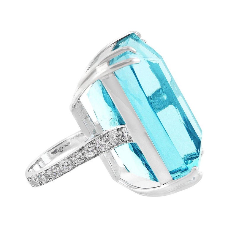 Riviera 132.62 Carat Aquamarine and Diamond Ring GIA Certified For Sale ...