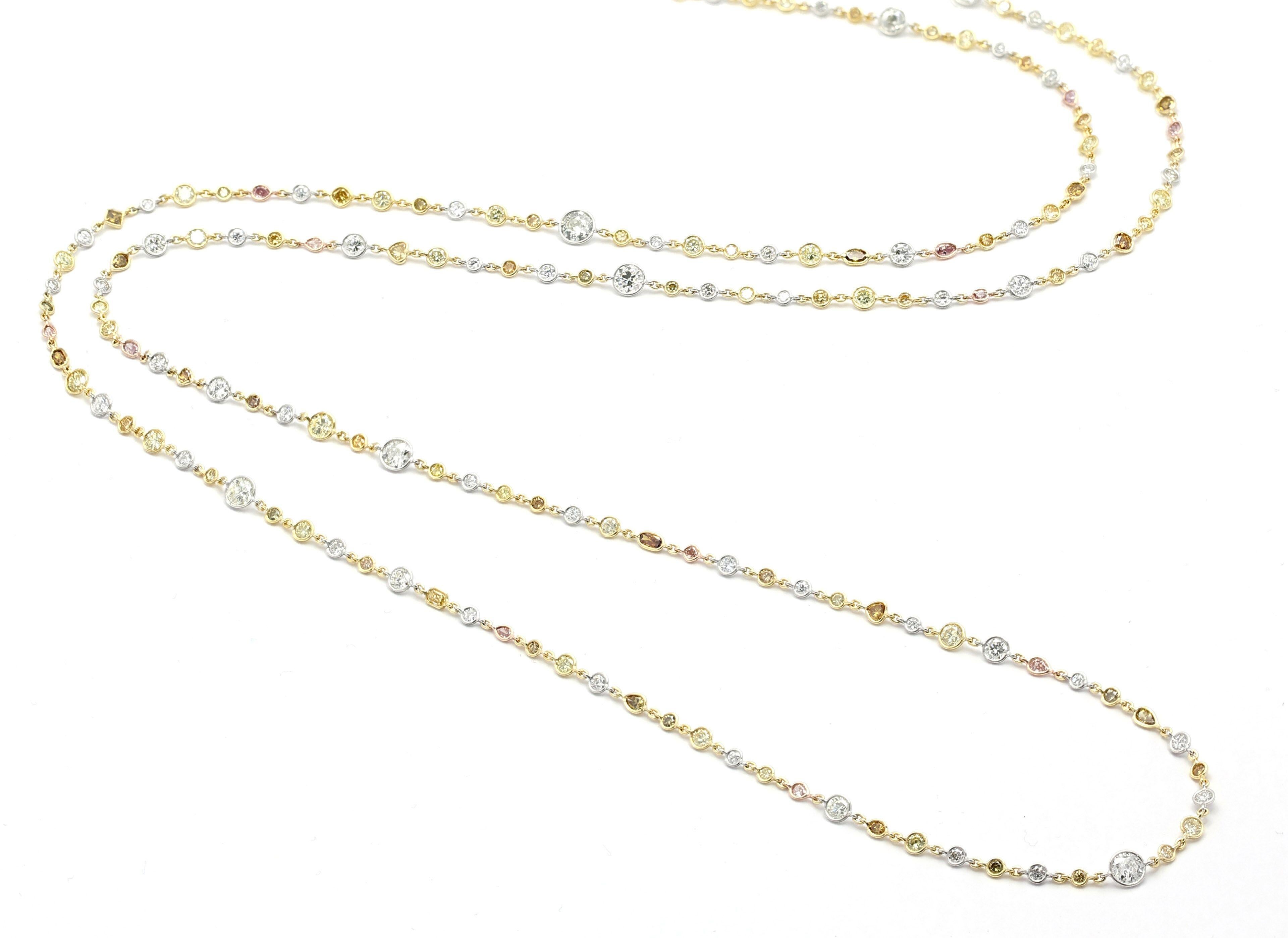 Women's Riviera 26.98 Carat Multi-Color Diamond Necklace For Sale