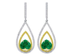 Riviera 2.99 Carat Heart-Cut Emerald Diamond Earrings