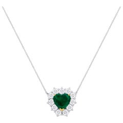 Riviera 4.00 Carat Emerald Heart Pendant with Round Brilliant Diamonds