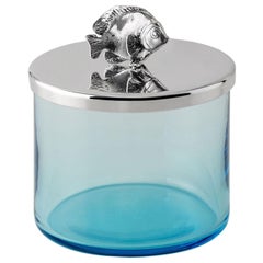 Riviera Blue Crystal with Fish Handle Trinket Box