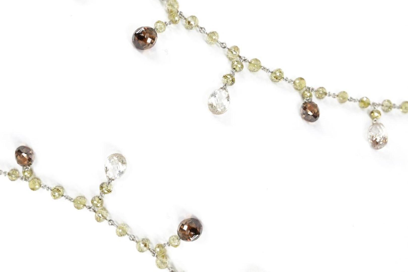 Women's Riviera Briolette Multi-Color Diamond Necklace For Sale