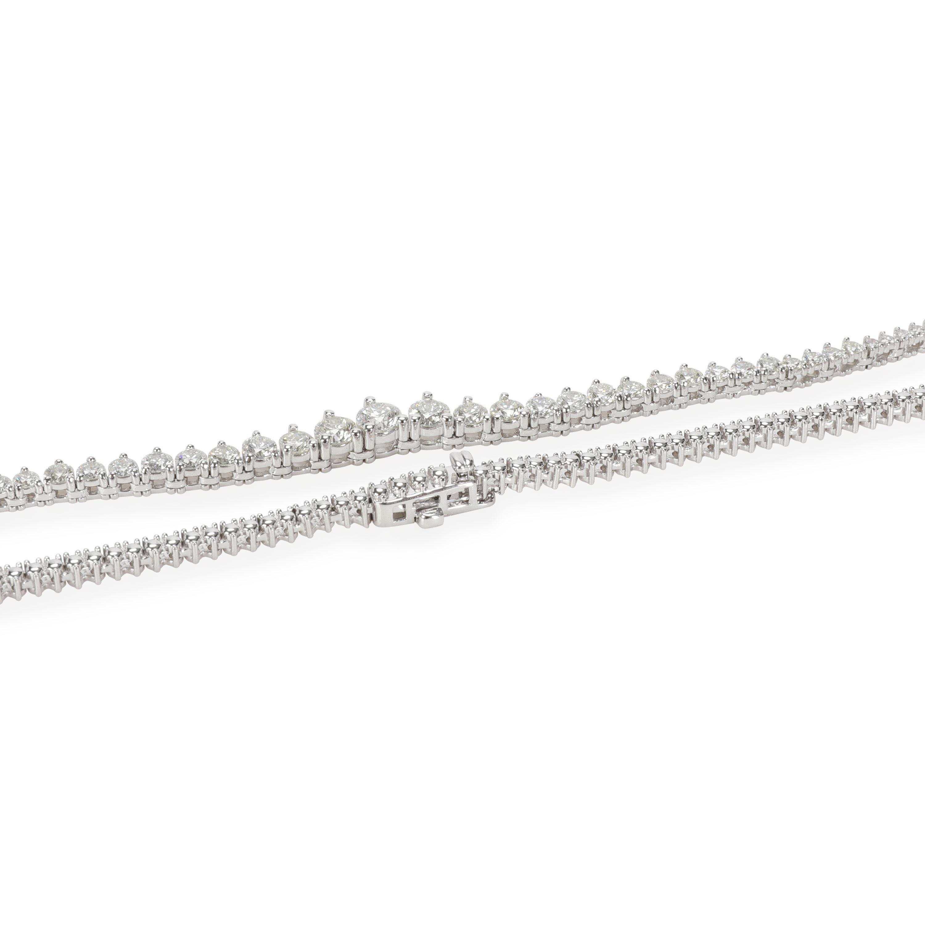 Riviera Diamond Tennis Necklace in 14K White Gold 4.9 CTW In Excellent Condition In New York, NY