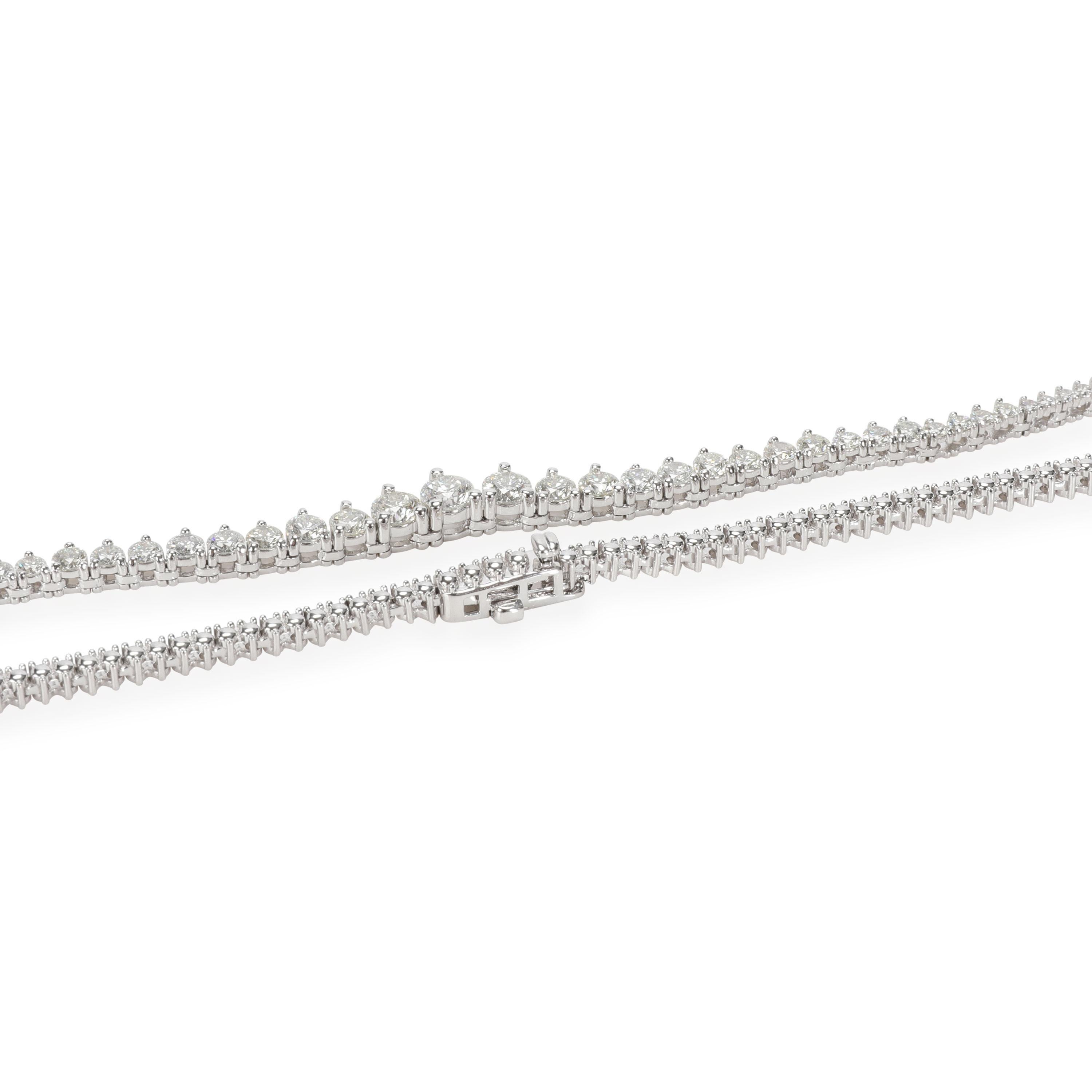 Round Cut Riviera Diamond Tennis Necklace in 14K White Gold 4.9 CTW