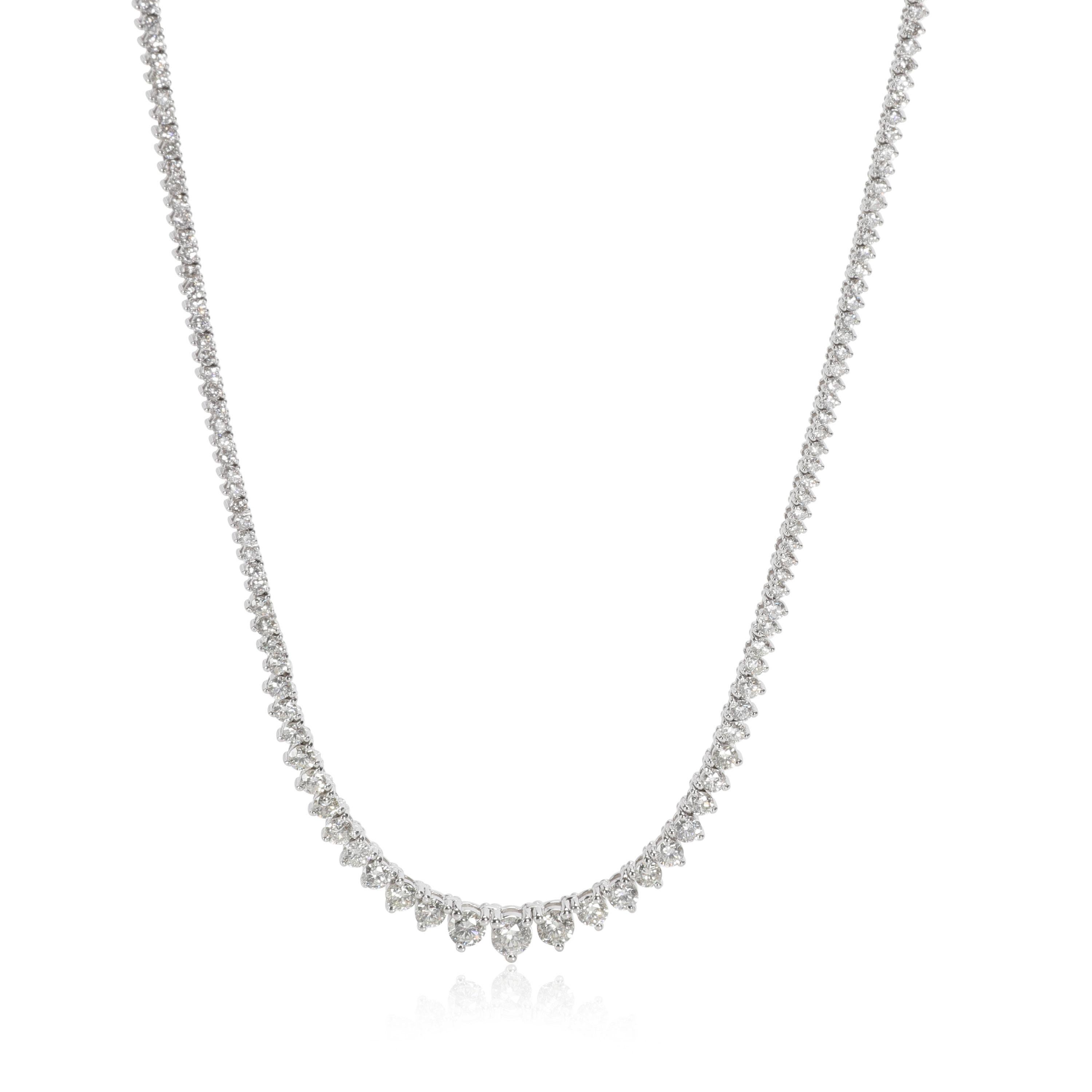 Riviera Diamond Tennis Necklace in 14K White Gold 4.9 CTW In Good Condition In New York, NY