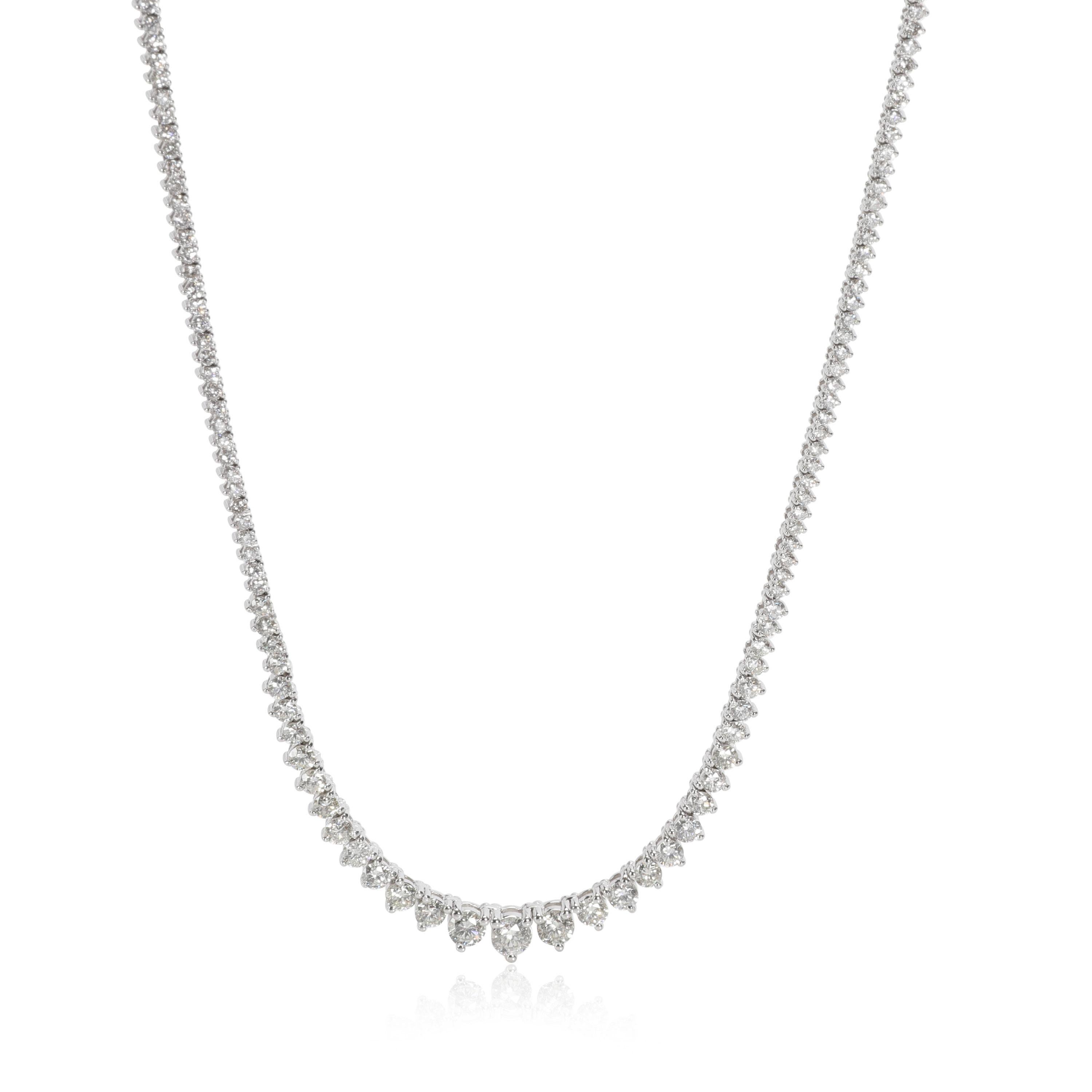 Women's Riviera Diamond Tennis Necklace in 14K White Gold 4.9 CTW