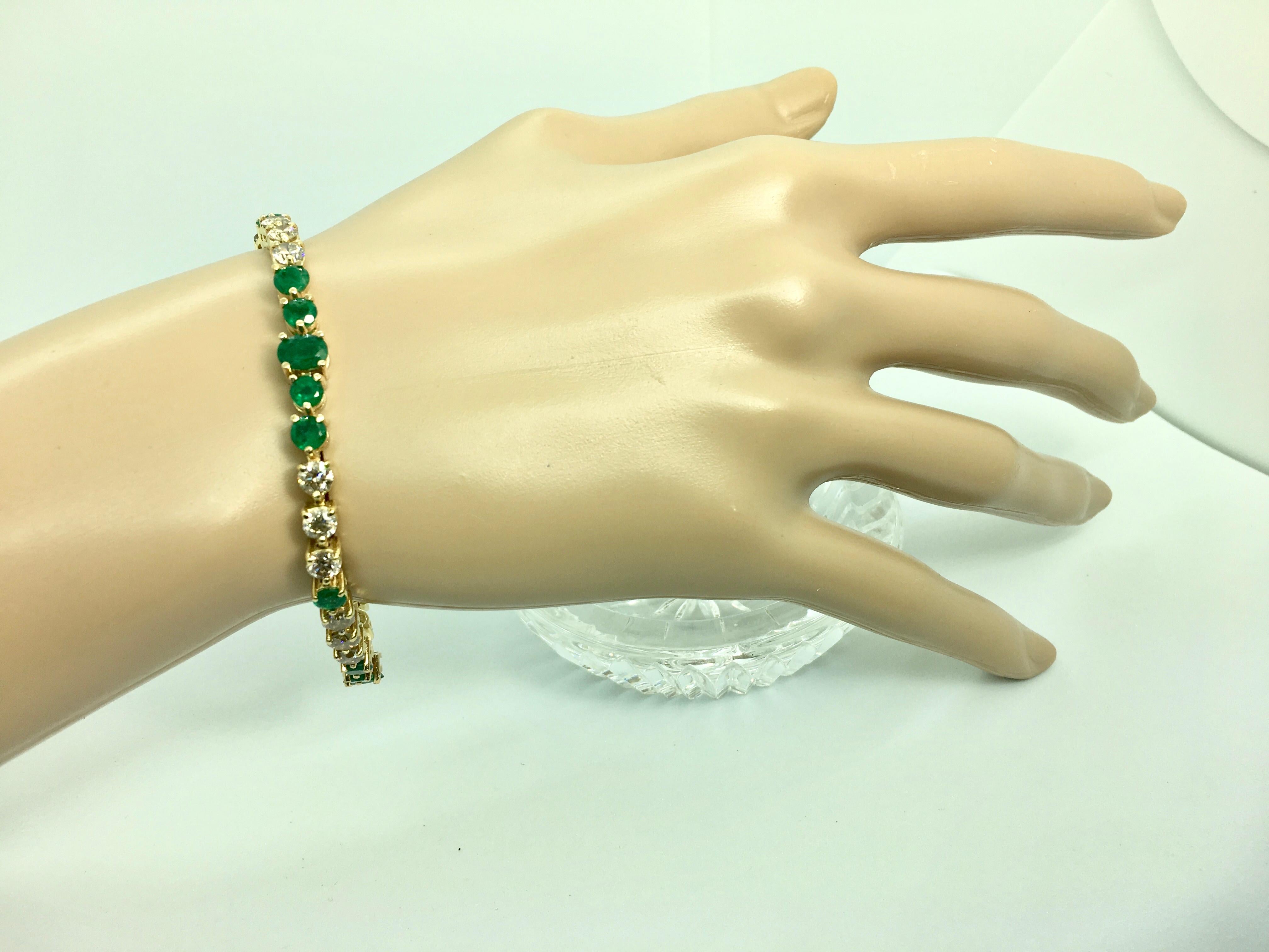 Round Cut Riviera Emerald and Diamond Bracelet