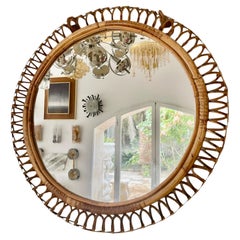 Miroir Riviera avec rotin original, Italie, années 1960