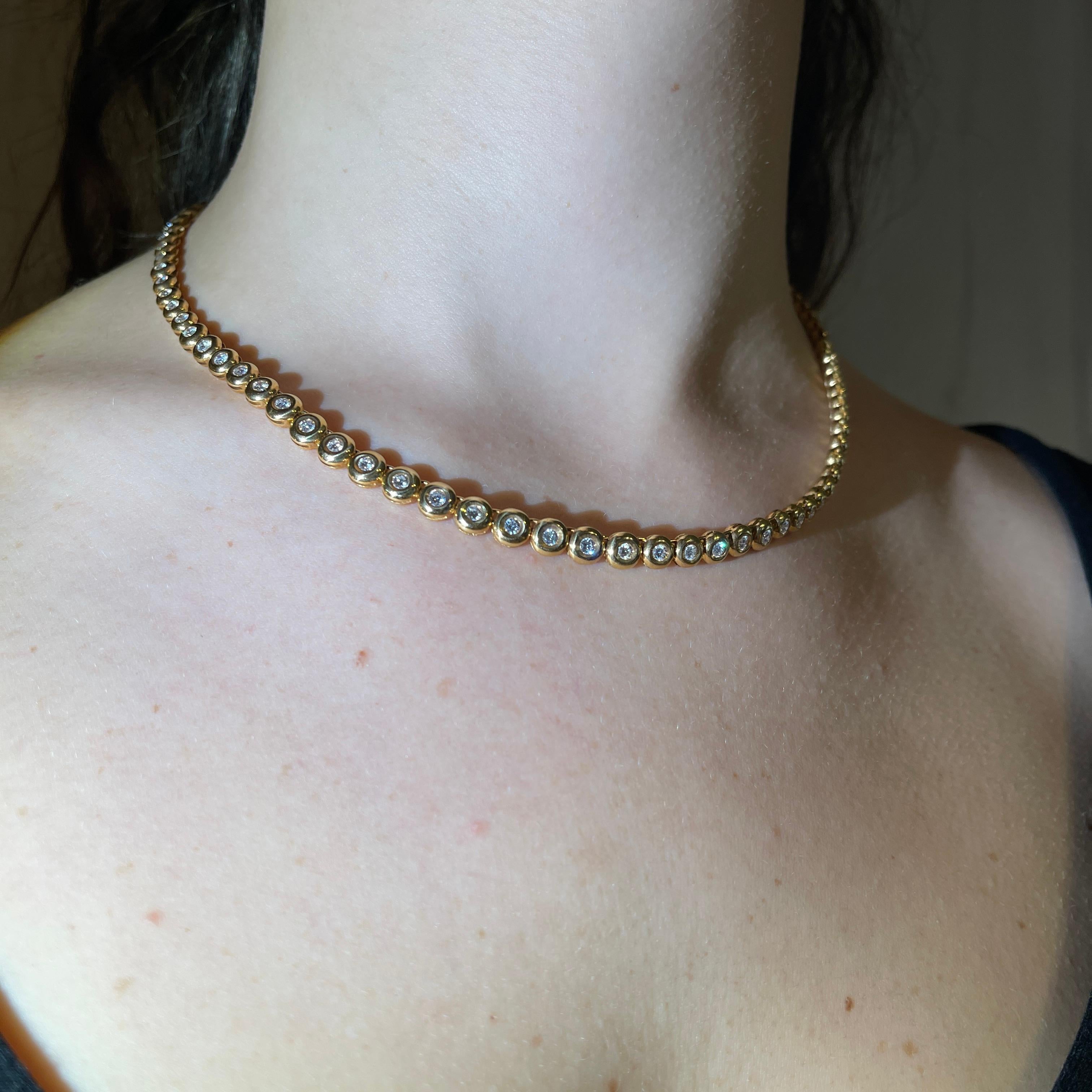Riviera Necklace in Yellow Gold with Diamonds For Sale 5