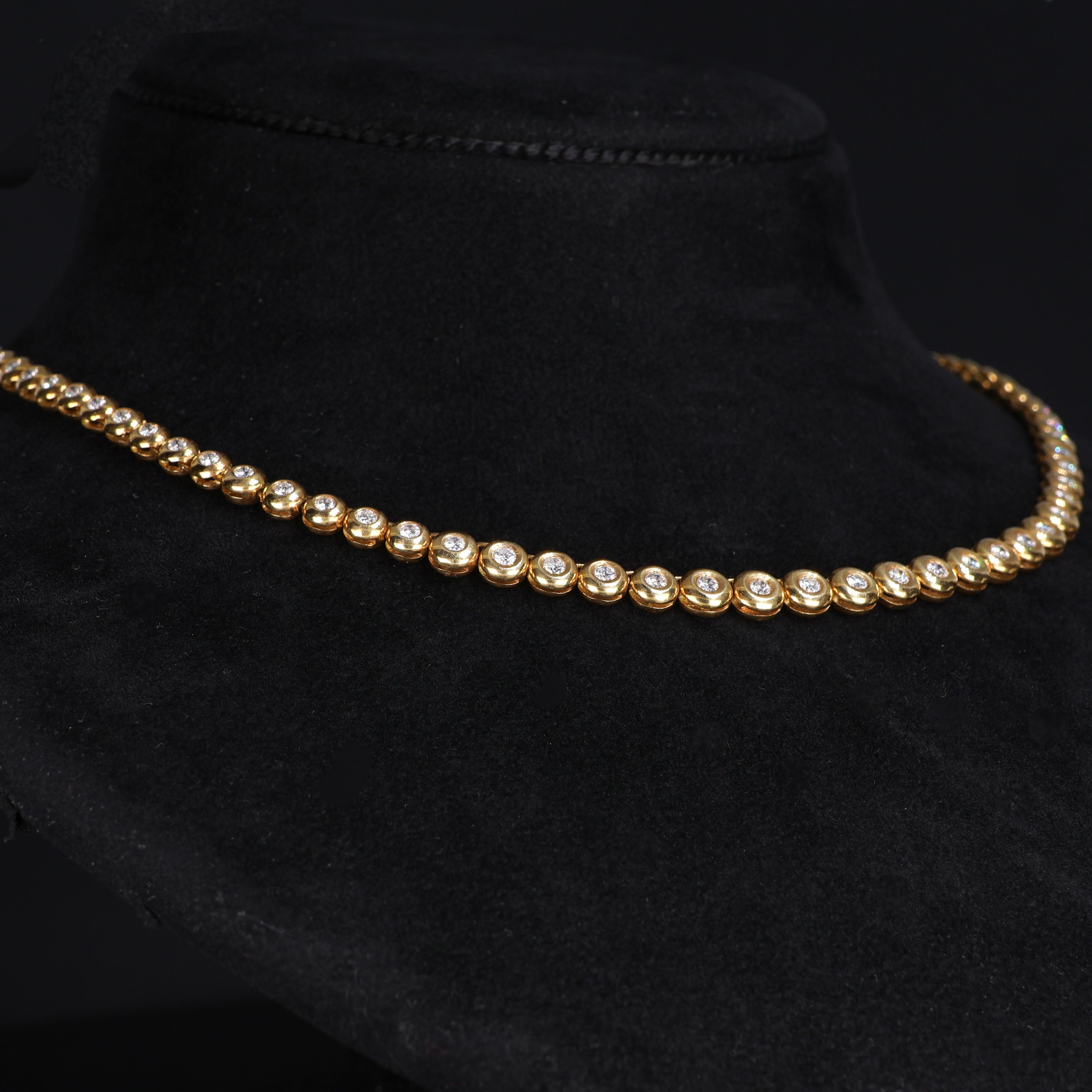 Brilliant Cut Riviera Necklace in Yellow Gold with Diamonds For Sale