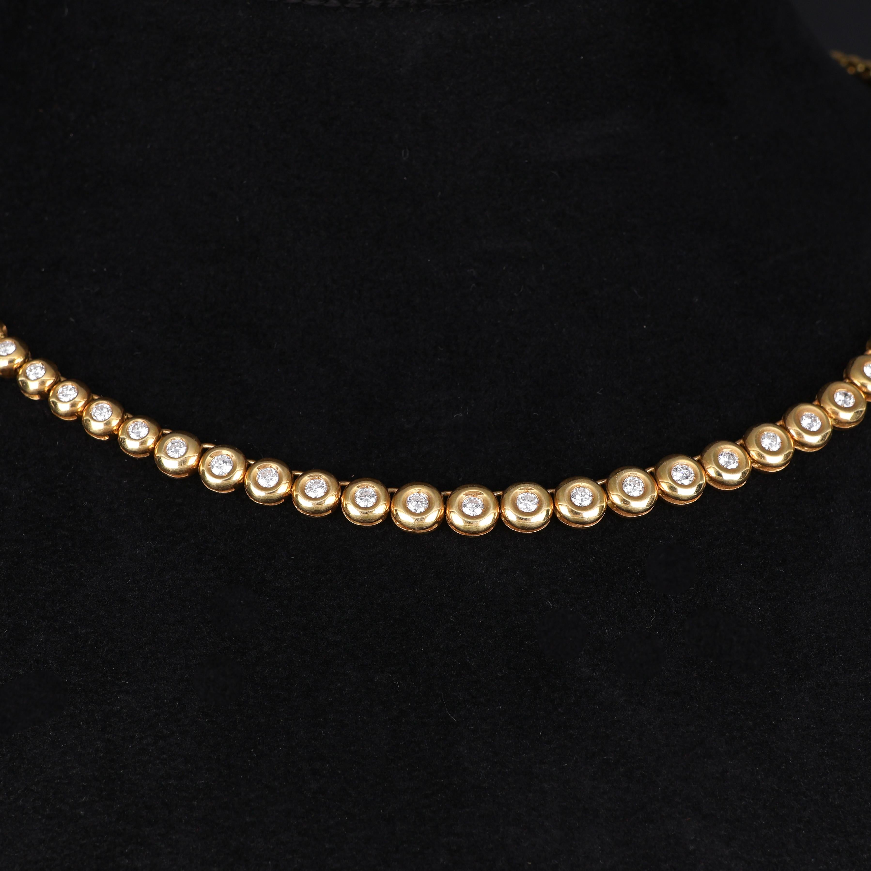 Women's or Men's Riviera Necklace in Yellow Gold with Diamonds For Sale