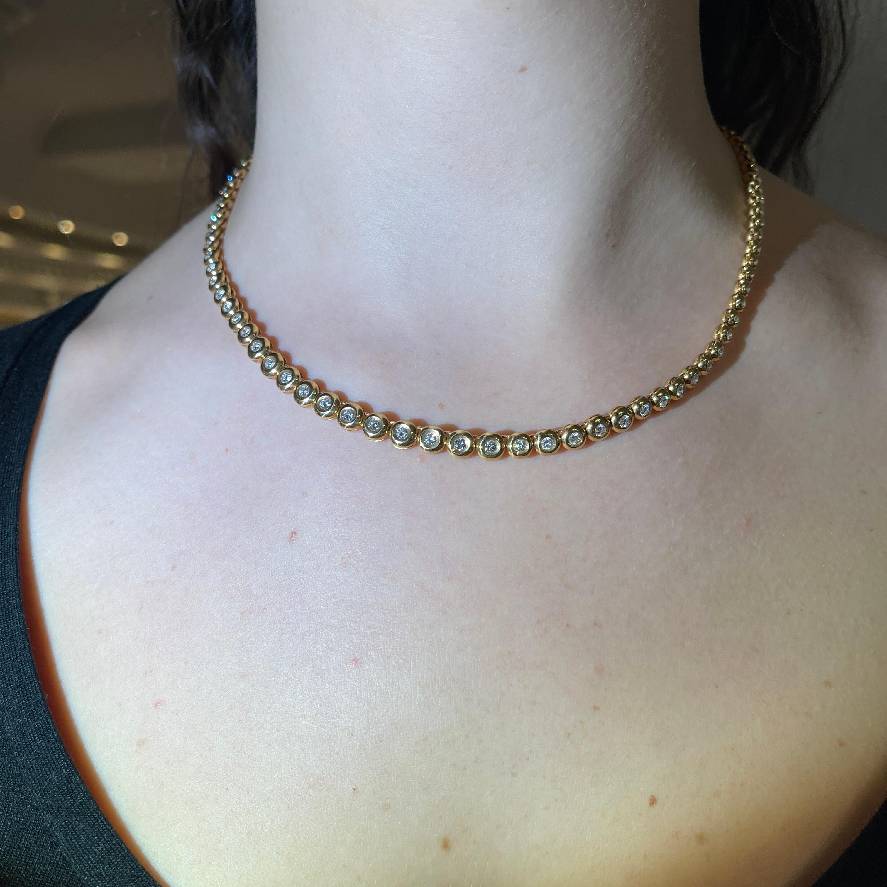 Riviera Necklace in Yellow Gold with Diamonds For Sale 2