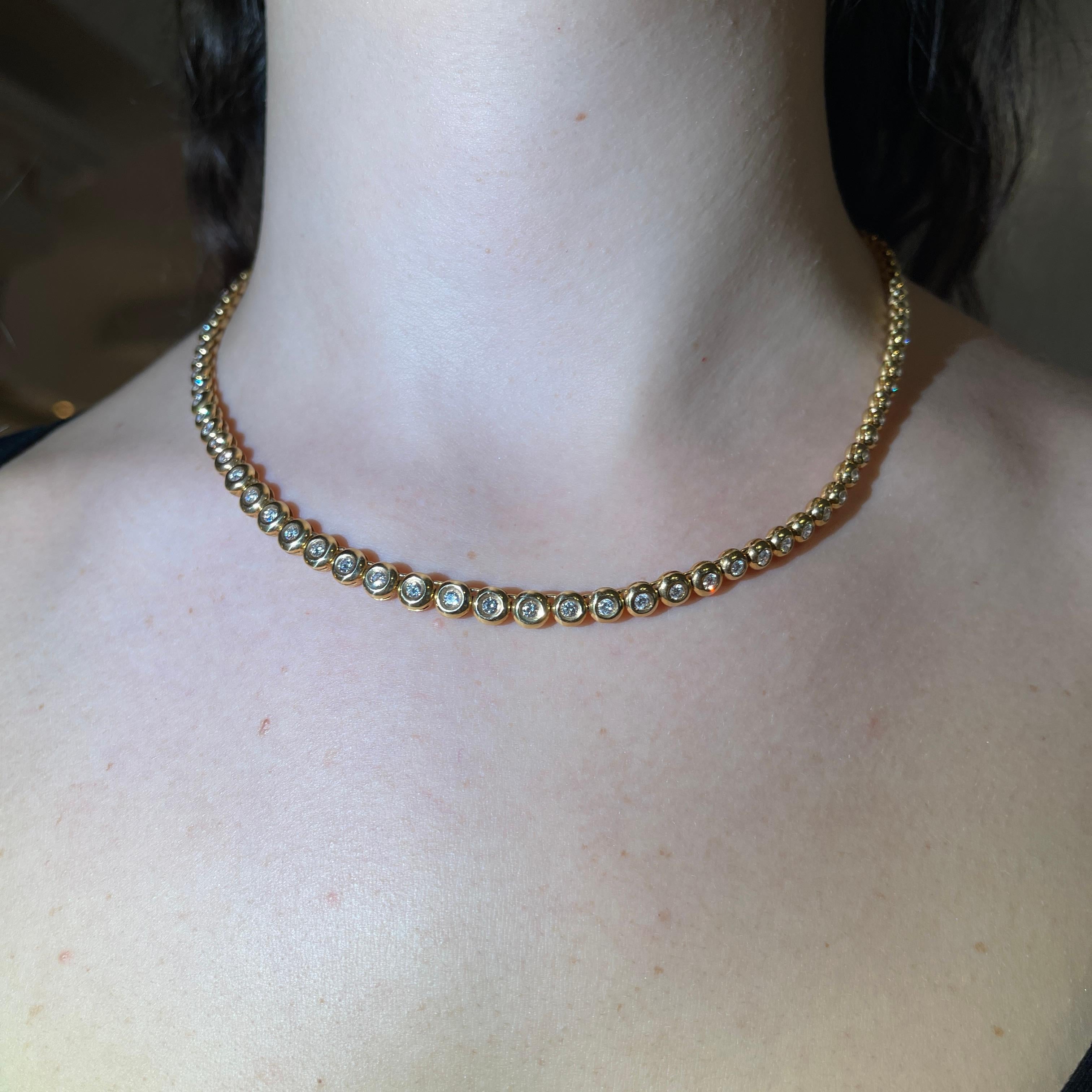 Riviera Necklace in Yellow Gold with Diamonds For Sale 3