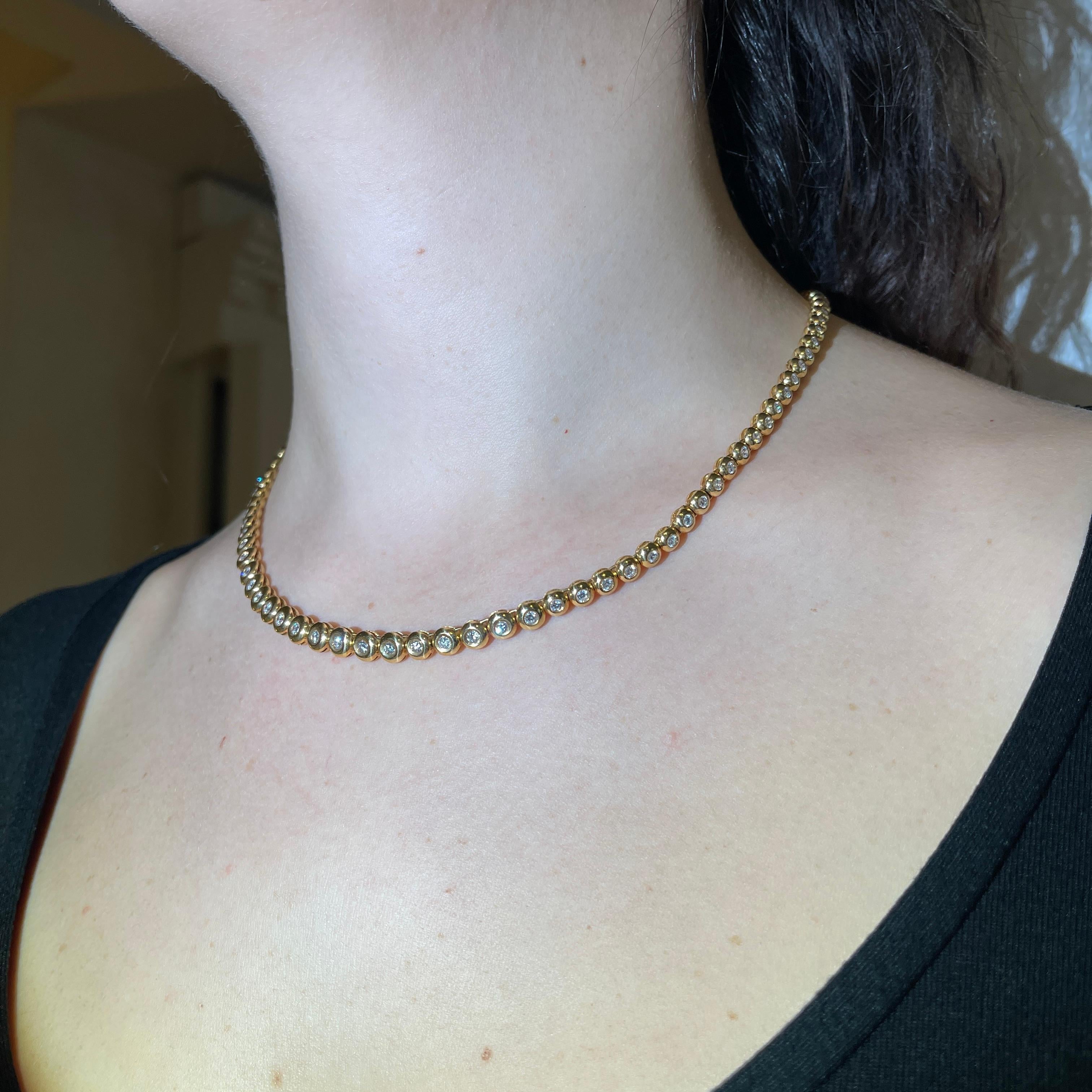 Riviera Necklace in Yellow Gold with Diamonds For Sale 4