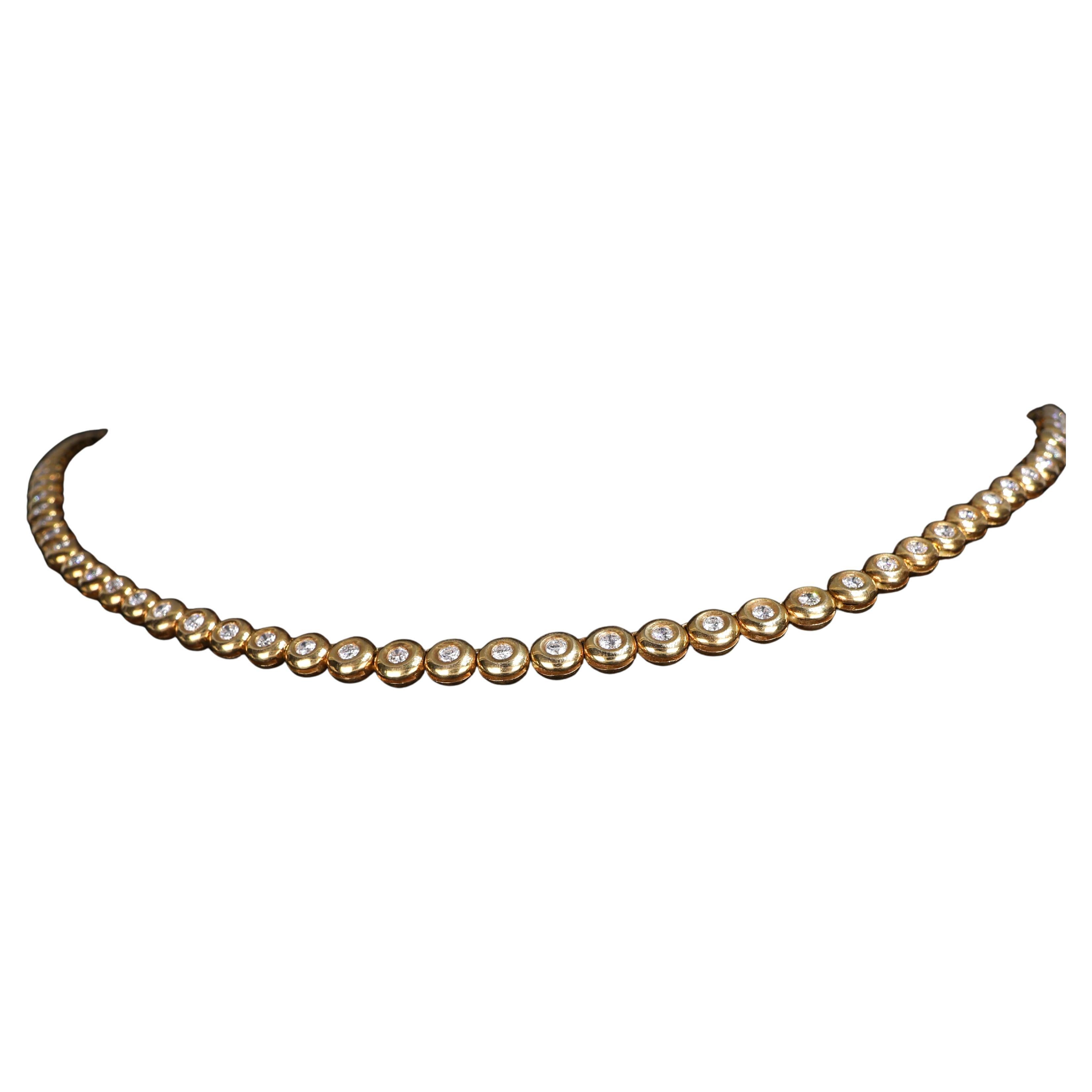 Riviera Necklace in Yellow Gold with Diamonds For Sale