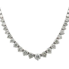 Riviera Necklace Three Prong Setting 10.45CT 14K White Gold