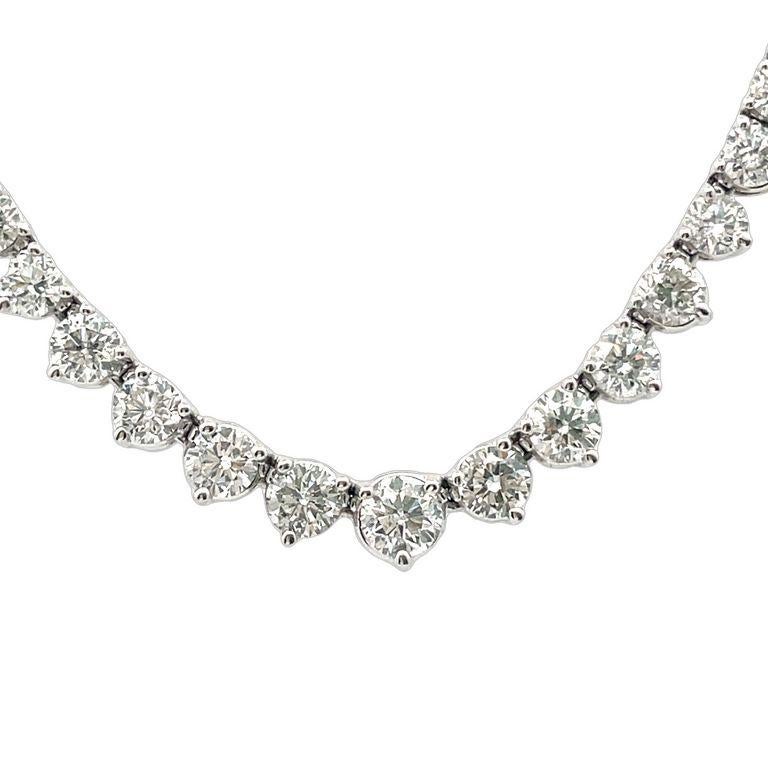 Moderno Collana Riviera con incastonatura a tre punte 10,45 carati in oro bianco 14K in vendita