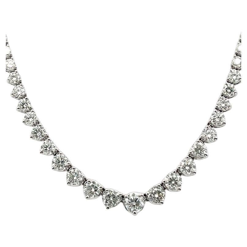 Collier Riviera à trois griffes 10,45 carats or blanc 14 carats