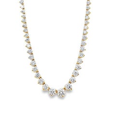 Riviera Necklace Three Prong Setting 12.46CT Yellow Gold 17"
