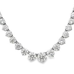 Riviera Necklace Three Prong Setting 17.48CT 18K White Gold