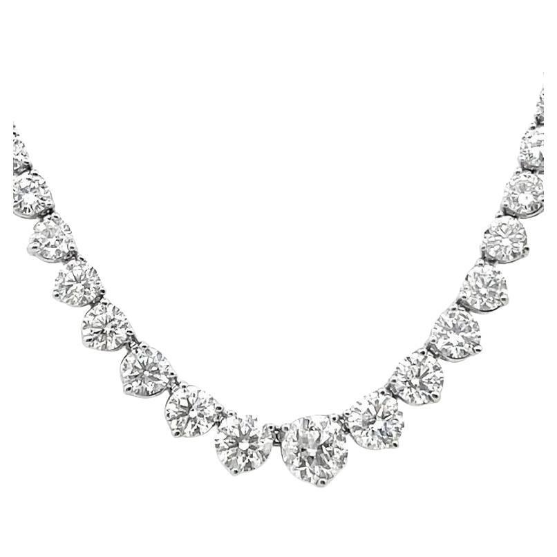 Riviera Necklace Three Prong Setting 17.48CT 18K White Gold