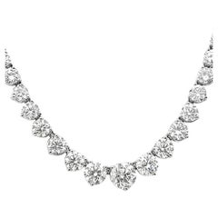 Riviera Necklace Three Prong Setting 17.48CT 18K White Gold