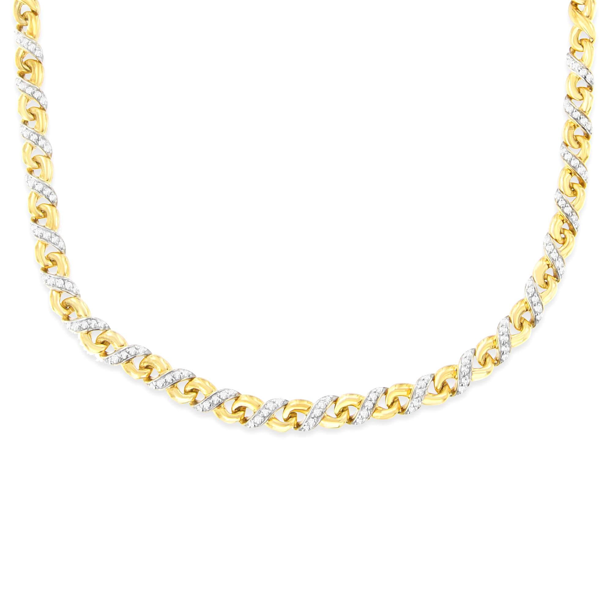 Contemporain Collier Riviera avec diamants 1,10 carats et or jaune 10 carats en vente