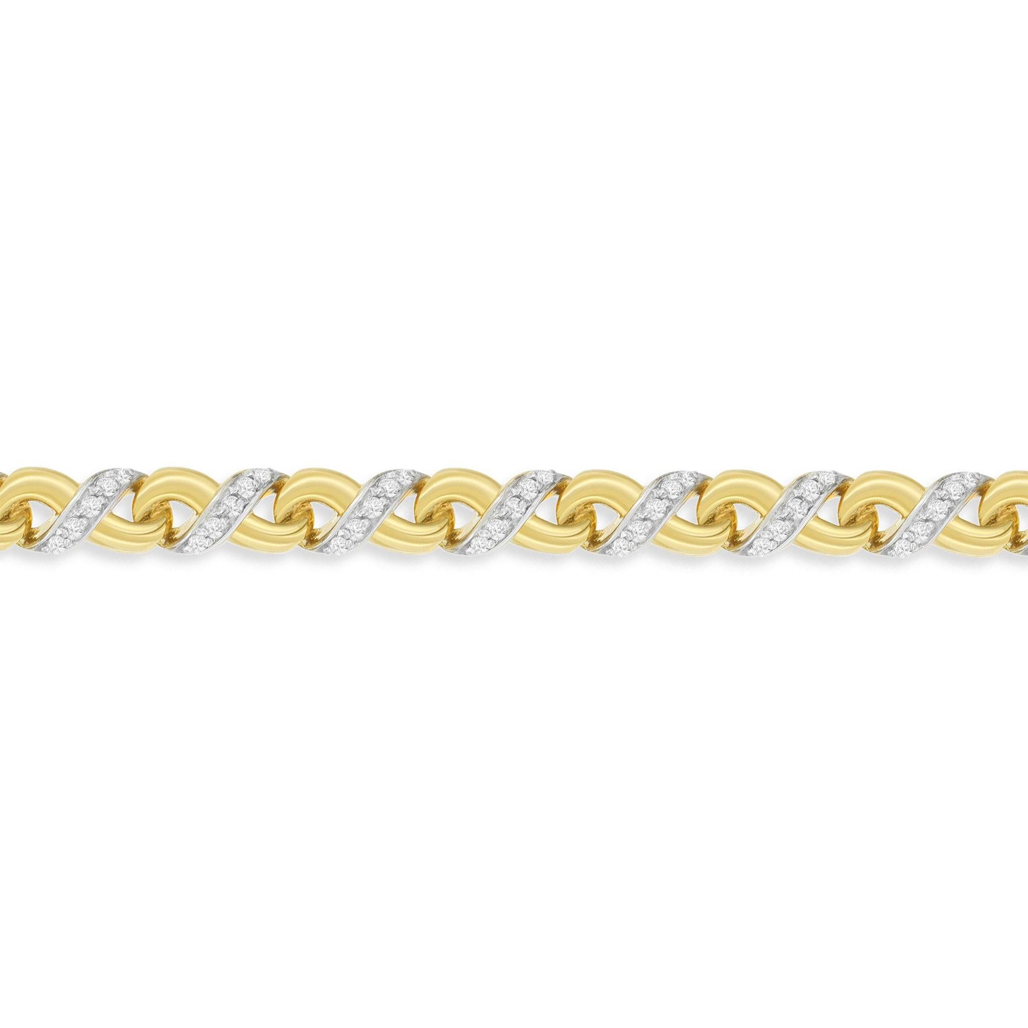 Round Cut Riviera Necklace With Diamonds 1.10 Carats 10K Yellow Gold For Sale