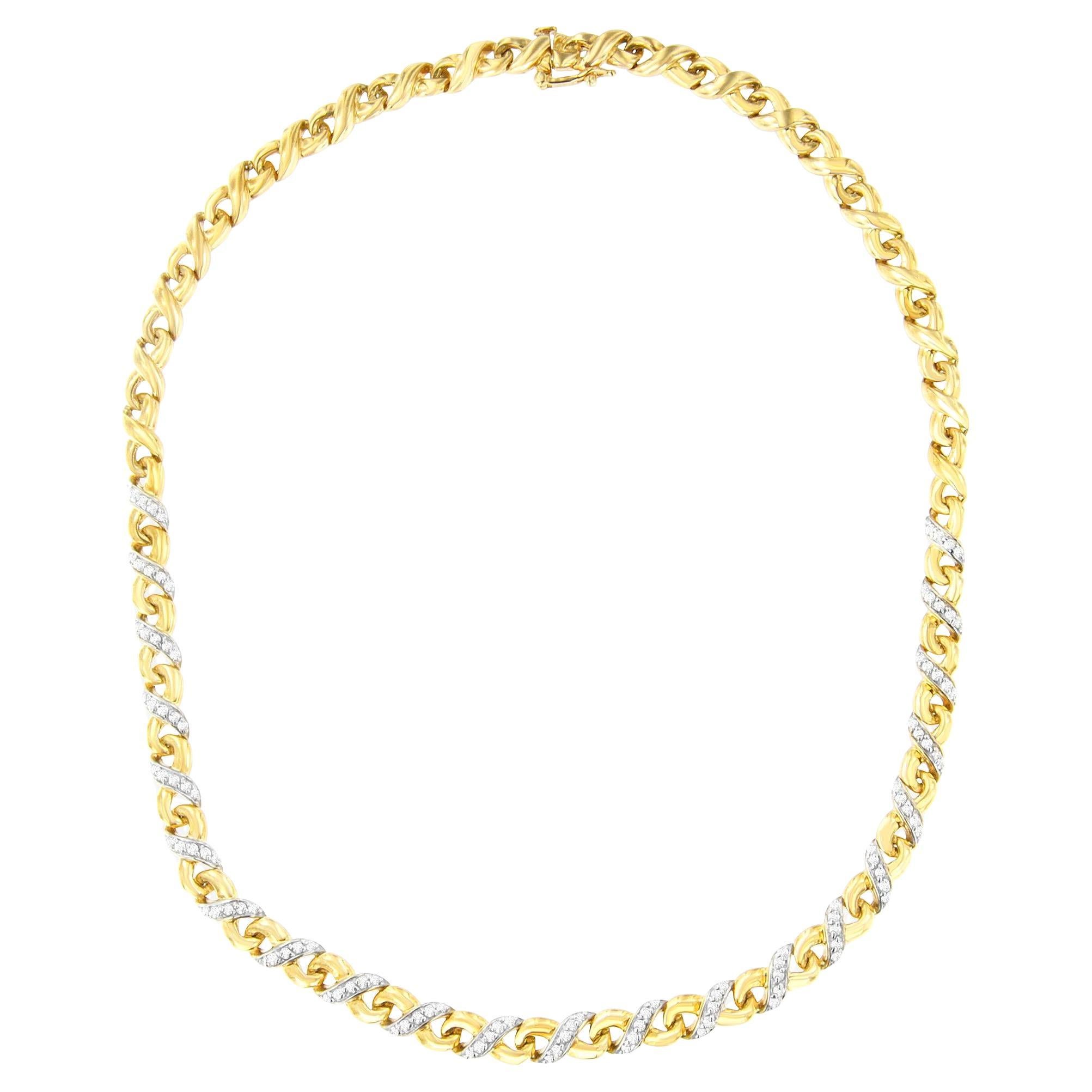 Riviera-Halskette mit Diamanten 1,10 Karat 10K Gelbgold im Angebot