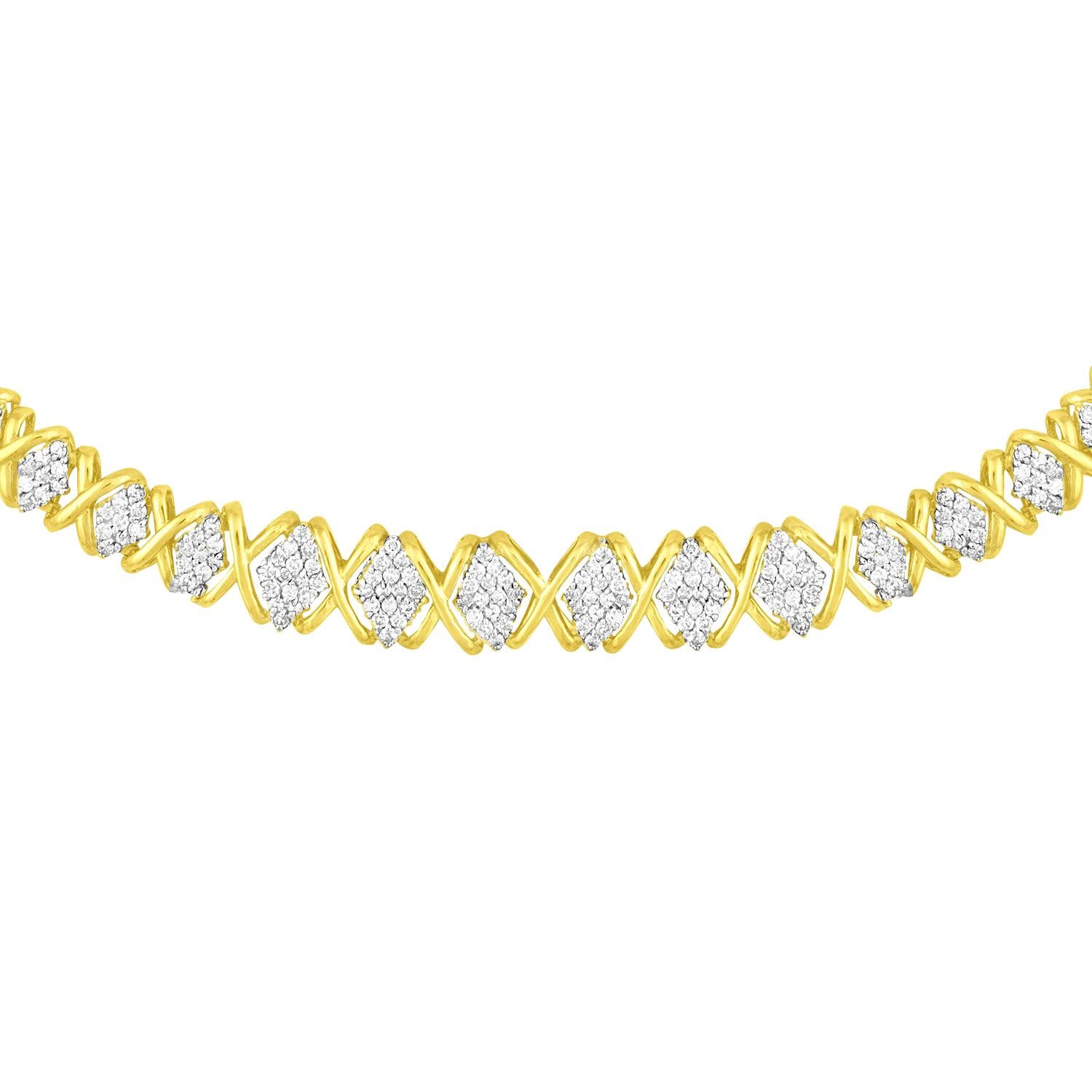 Contemporary Riviera Necklace With Diamonds 4.15 Carats 10K Yellow Gold For Sale