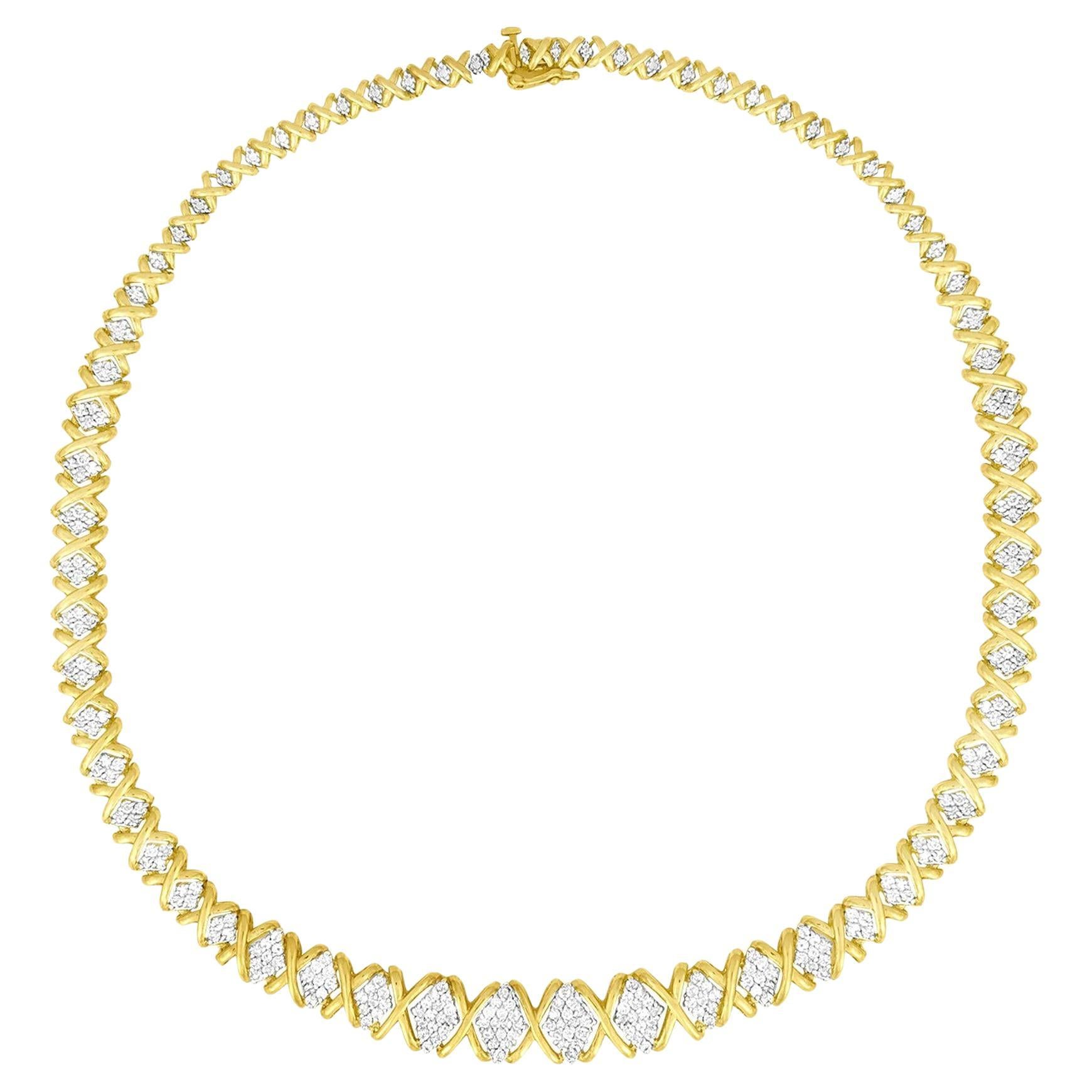 Riviera-Halskette mit Diamanten 4,15 Karat 10K Gelbgold im Angebot