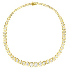 Riviera-Halskette mit Diamanten 4,15 Karat 10K Gelbgold