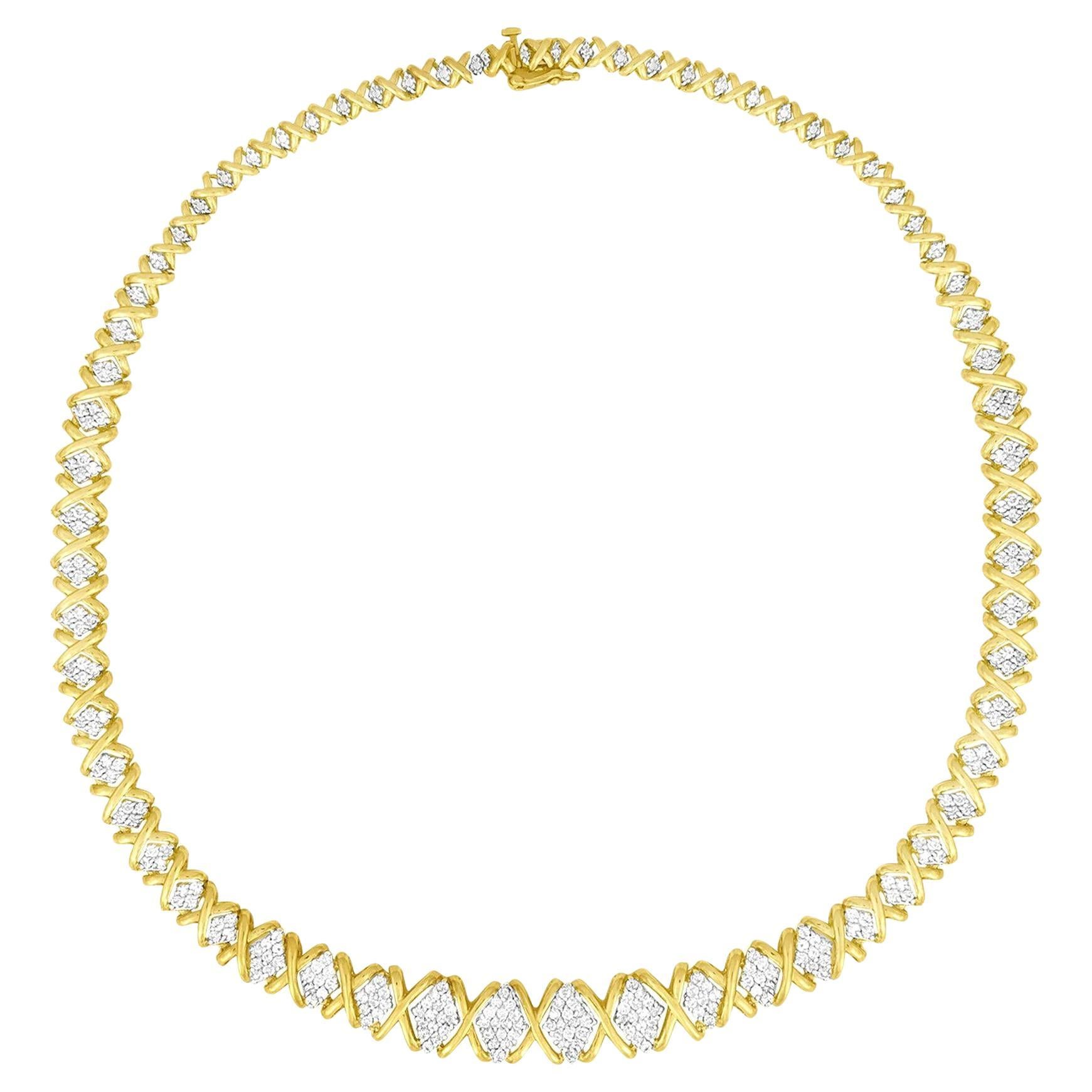 Riviera Necklace With Diamonds 4.15 Carats 10K Yellow Gold