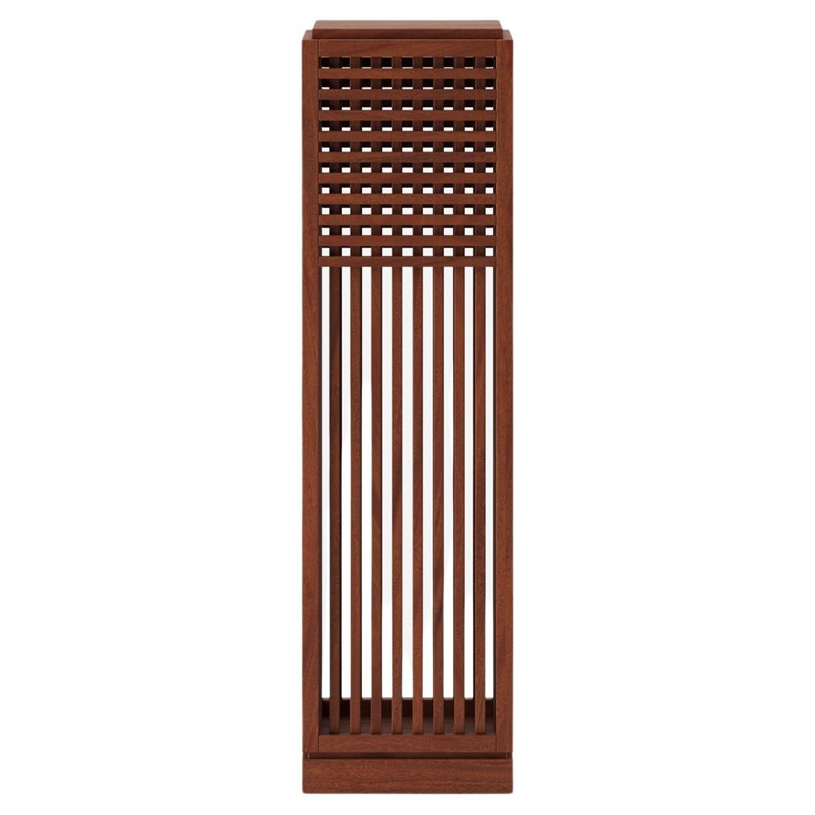 Riviera Plinth Tall in Oiled African Mahogany Designed by Yaniv Chen for Lemon For Sale